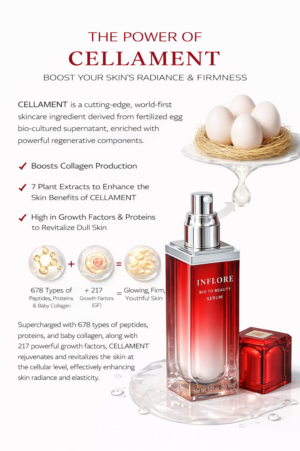 INFLORE Bio to Beauty Japanese Face Serum – Cellament® Nutrient Serum for Firm & Radiant Skin